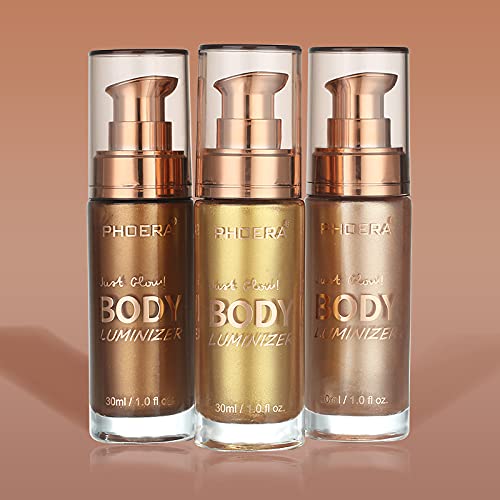 2 Pack Body Luminizer, High Gloss Waterproof Body Luminizer Glitter Face Shimmer Moisturizer Lotion Tan Cream Foundation Makeup Bronzer(101 Rose Gold)