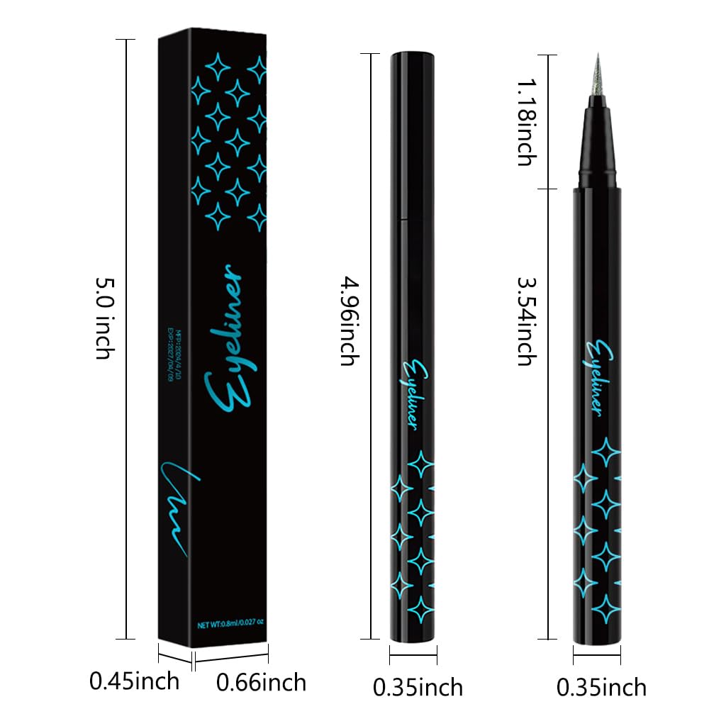 Emerald Green Metallic Glitter Liquid Eyeliner Pen โ Long-Lasting Sparkly Waterproof Eyeliner for Women & Men โ Tattoo-Effect Eye Makeup for Parties โ Delineador Lรญquido con Brillo 07