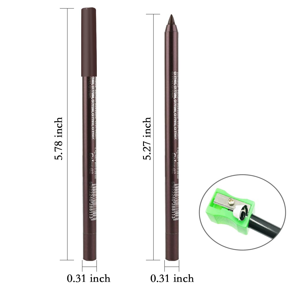 evpct 3Pcs Dark Brown & Brown & Dark Coffee Gel Glitter Matte Metallic Eyeliner Pencils Set for Women Waterproof Smudge Proof lapiz de ojos delineador de ojos contra el agua Eye Liner Makeup 02 16 23