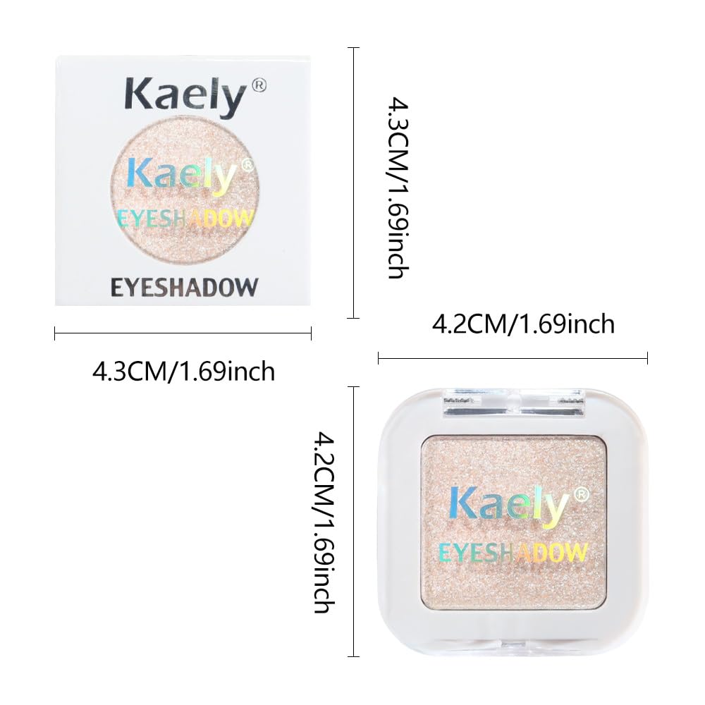 Kaely Pressed Single Eyeshadow Makeup, Sheer White Sparkle Highly Pigmented Monochrome Eye Shadow Palette, Waterproof Neutral Powder Mini Eyeshadow, sombras para ojos, Lightweight Blendable, 02
