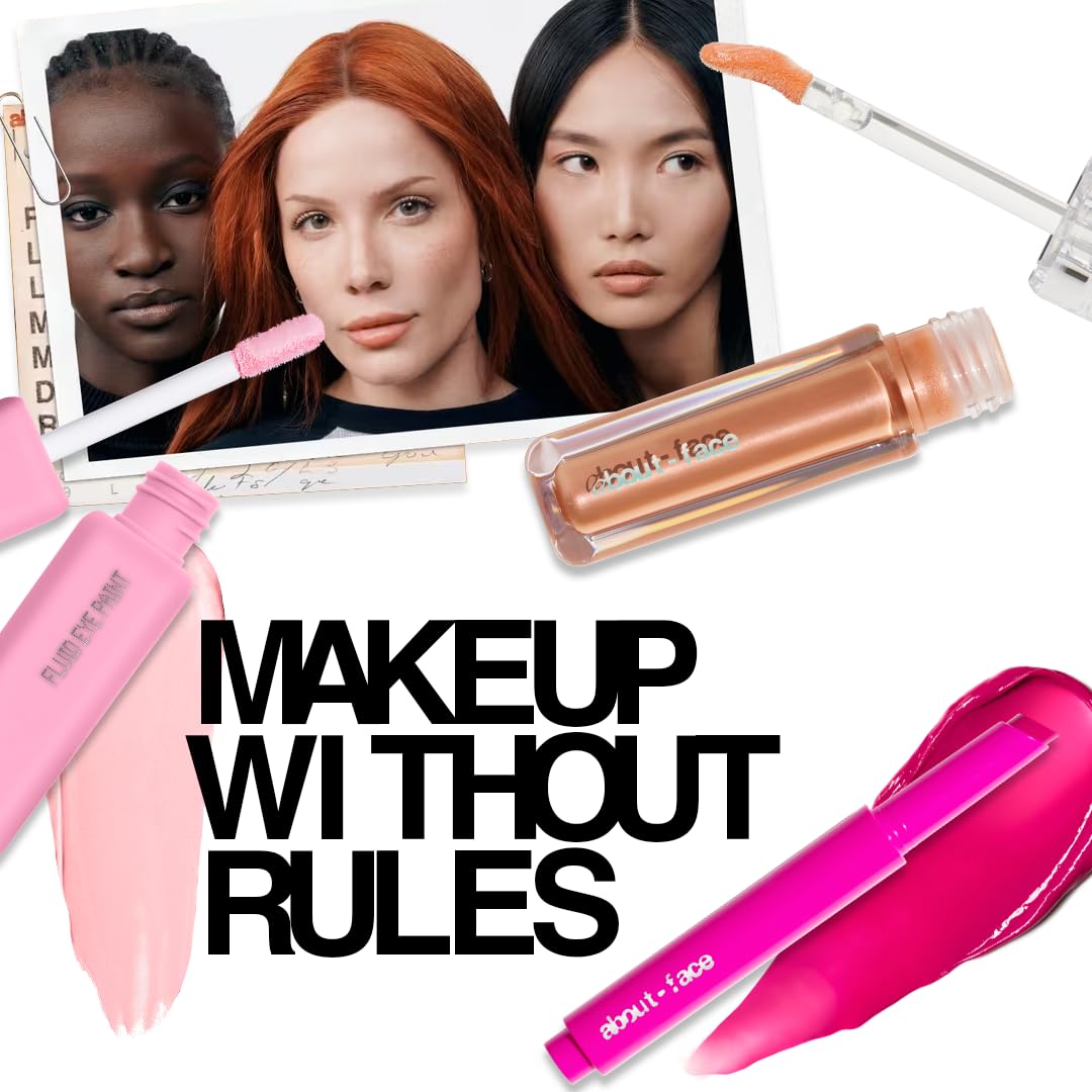 about-face Light Lock Lip Gloss Play Hooky – Non-Sticky, High-Shine Lip Oil Gloss with Coconut Oil, Peppermint & Lavender – Vegan, Cruelty-Free, Clean Beauty – 0.21 oz (Plum Brown)