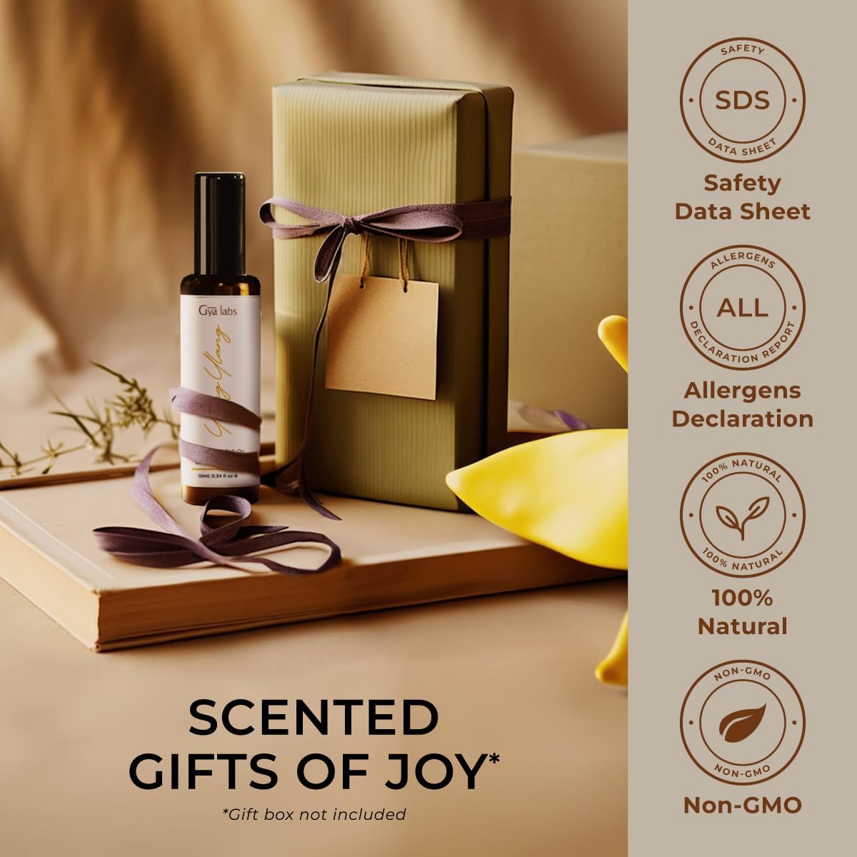 Gya Labs Ylang Ylang Essential Oil Roll on for Skin - 100% Pure Natural Ylang-Ylang Perfume Oil Roller, Exotic Long Lasting Floral Scent, Refined Aromatherapy, Travel Size (0.34 Fl Oz)