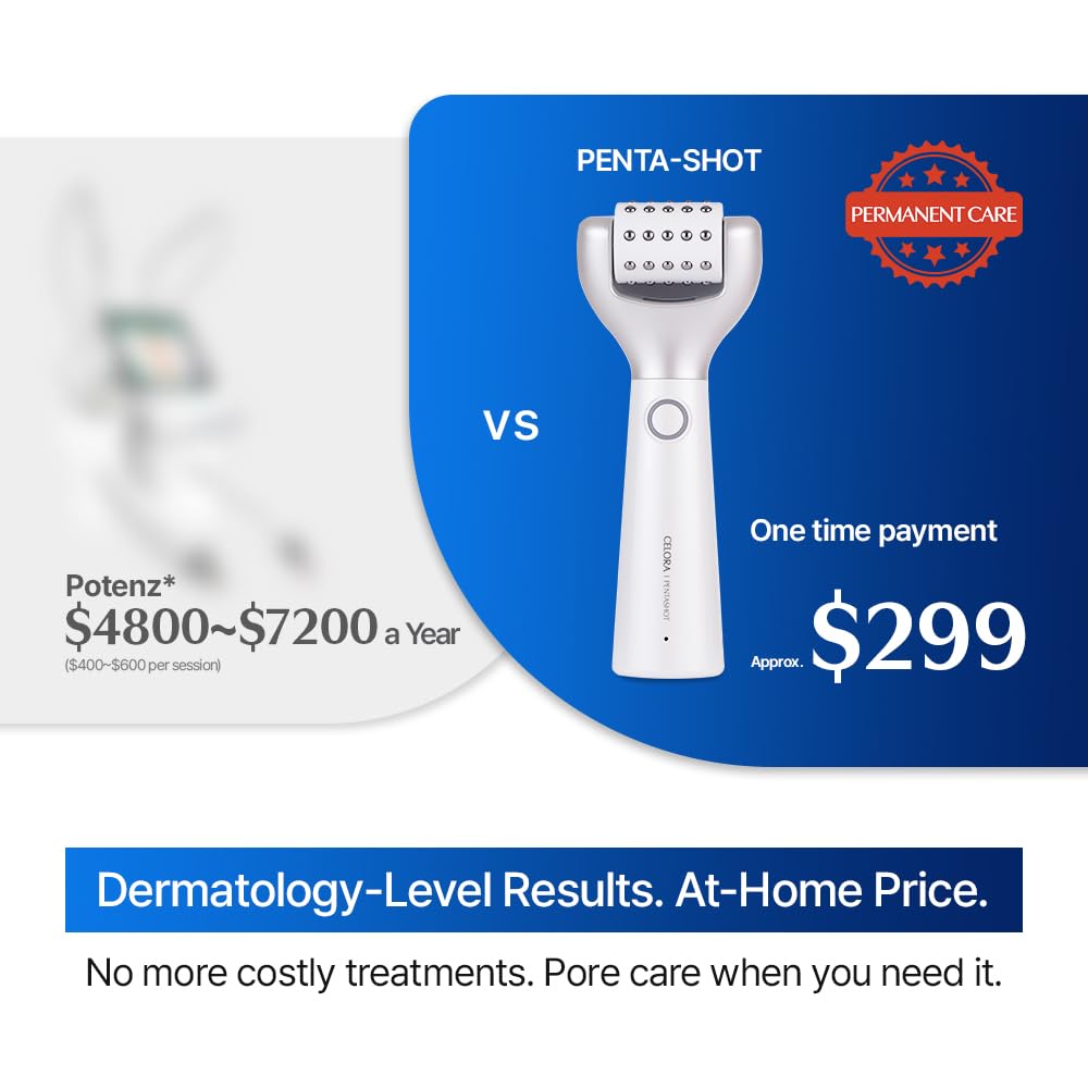 CELORABY Potension Penta-Shot Glass Skin Glow Booster Korean Skin Care Device 5-in-1 Total Care for Enhanced Absorption, Intensive Pore Care, Needle Free, Professional Skincare Comfortably at Home