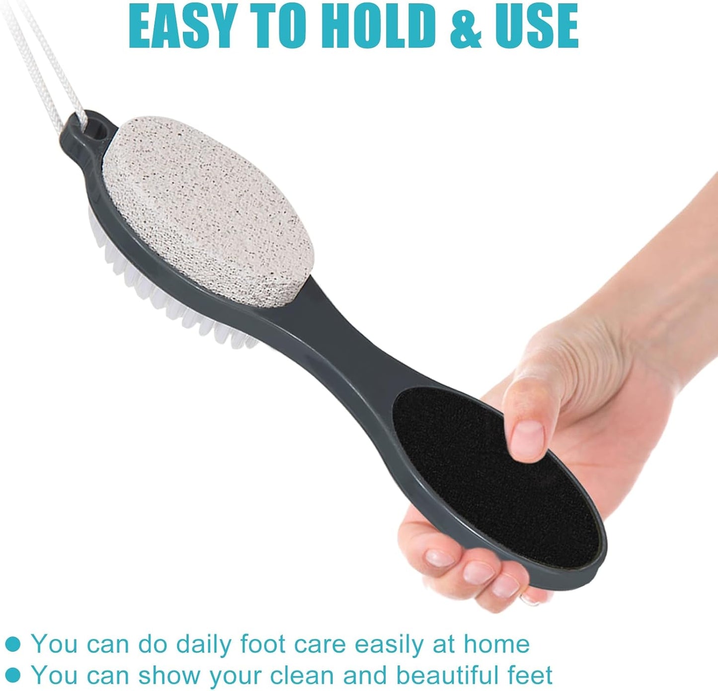Foot File Callus Remover-2 Pcs 4 in 1 Foot Scrubber Dead Skin Remover for Feet,Pumice Stone, Foot Rasp and Sand Paper for Home Foot Care,Foot Brush for Shower (Grey Pedicure Foot File)