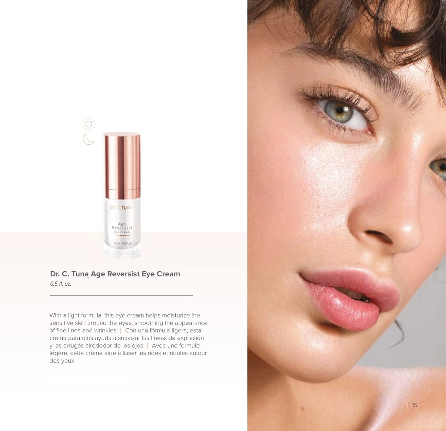 FARMASI Dr. C. Tuna Age Reversist Eye Cream, Reduces Under Eye Bags, Wrinkles, Dark Circles, Fine Lines & Crow's Feet Instantly, Effective Daily Moisturizer Wrinkle Cream, 0.5 fl. oz. / 15 ml