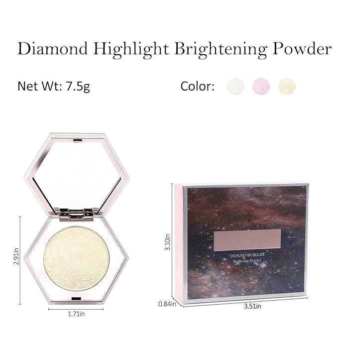 Erinde Champagne Gold Face Highlighter Makeup Palette, Shimmer Diamond Glitter Highlighter Powder for Face Body, Face Highlighters Makeup & luminizers Palette, Long-Lasting Lightweight, 03#