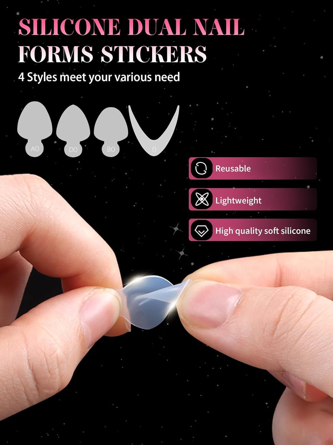 EBANKU Dual Forms for Poly Gel, 288PCS Poly Nail Gel Forms for French Nails, 96PCS Dual Forms Silicone Reusable Pads, 5PCS Nail Clips, Brush Pen Nail Files Buffer, Nail Extension Kit for Builder