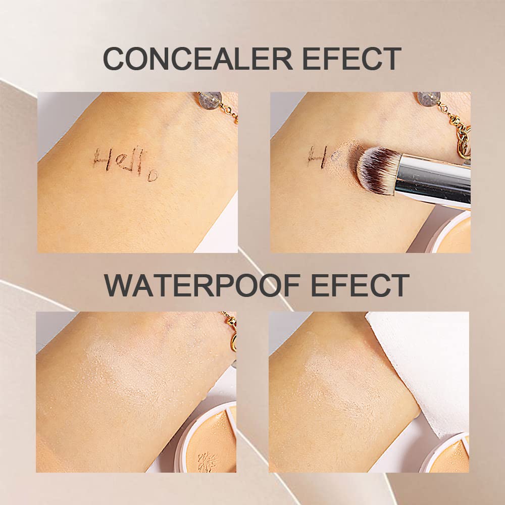 2pcs Tri-color Face Concealer Contour Palette With Brush for Light Medium Skin. Correct Cream Foundation Palet for Under Eye Dark Circles Eyelid Tattoo. Ivory Cream Makeup Plate corrector de ojeras