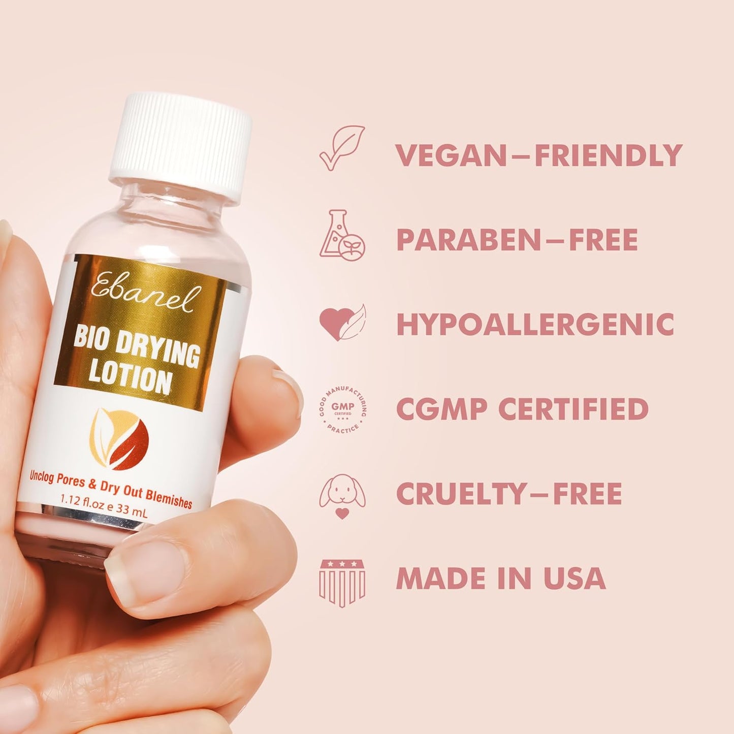 Ebanel Acne Spot Drying Lotion for Face & Body with Sulfur & Salicylic Acid, Targets Pimples & Zits, Helps Clear Pores and Reduce Surface Blemishes Overnight