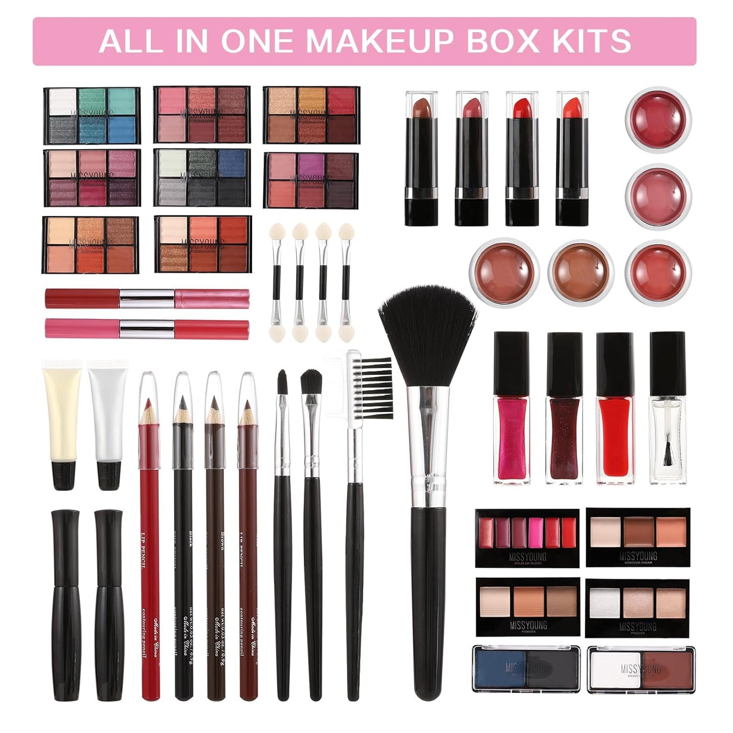 All in One Makeup Kit for Teens, 106 Pcs Professional Makeup Kit for Women Full Kit, Include Eyeshadow Palette, Lipstick Set, Concealer, Foundation, Lipgloss, Makeup Brush (White)