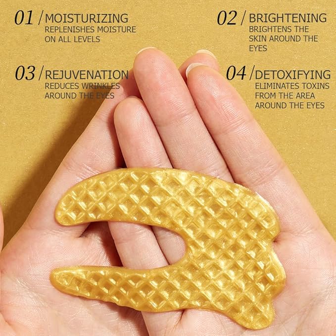 BIOAQUA Gold Elastic Soft Crystal Gel Eye Mask Hydrates Nourishes Moisturizing Face Skin Around The Eyes 12g x 5pcs