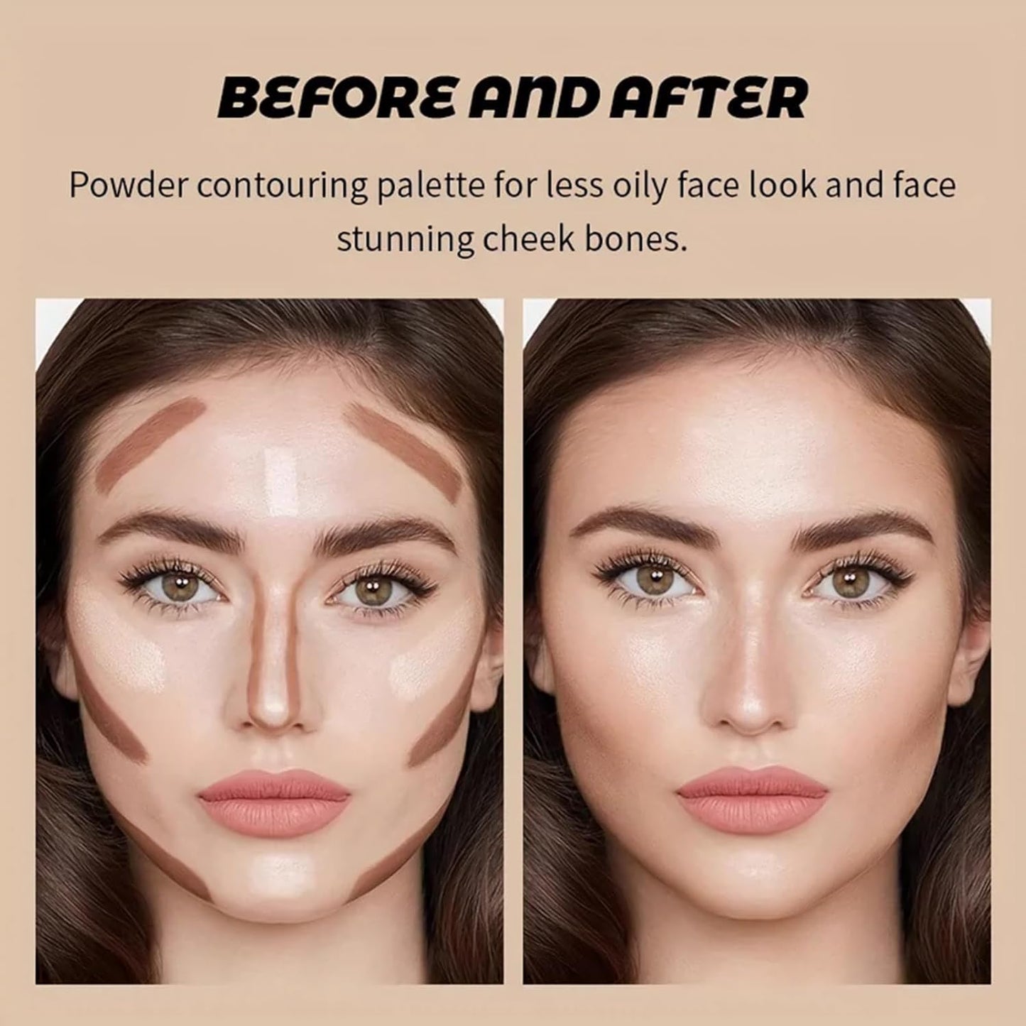 4 Colors Contour Palette, Face Contouring Highlighters Bronzer Powder Makeup Kit, Natural Contouring Makeup Kit for Beginner, All in one Makeup Contour Palettes (01, 1.02)