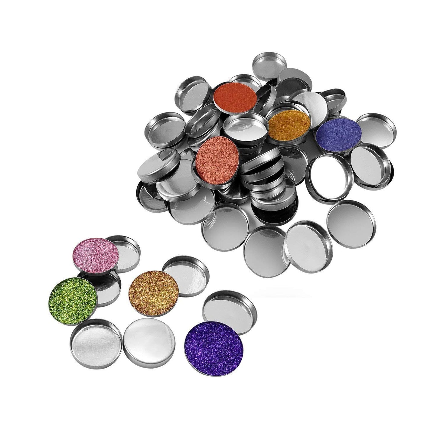 56 Pack Empty Round Metal Pans Size 26mm for Eyeshadow Palette Magnetic Makeup Palette (Height 3.5 mm)