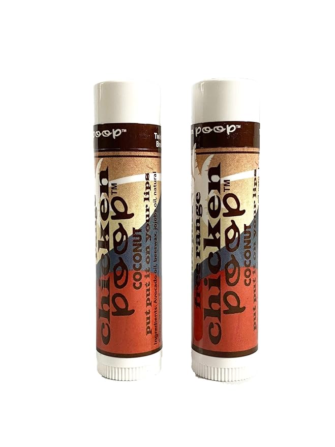 Chicken Poop Lip Balm Simone Chickenbone Coconut Duo 100% Natural Moisturizer for Dry Chapped Lips, 0.15 oz (Pack of 2)