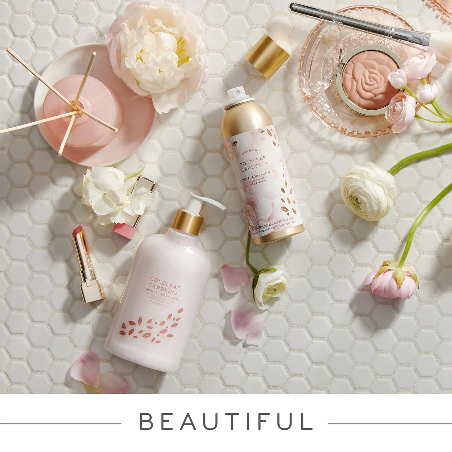 Thymes Goldleaf Gardenia Perfumed Body Crème - Moisturizing Body Cream - Shea Butter Body Lotion with Aloe Vera & Honey for Skin Care Routine - Body and Hand Lotion for Women & Men (9.25 fl oz)