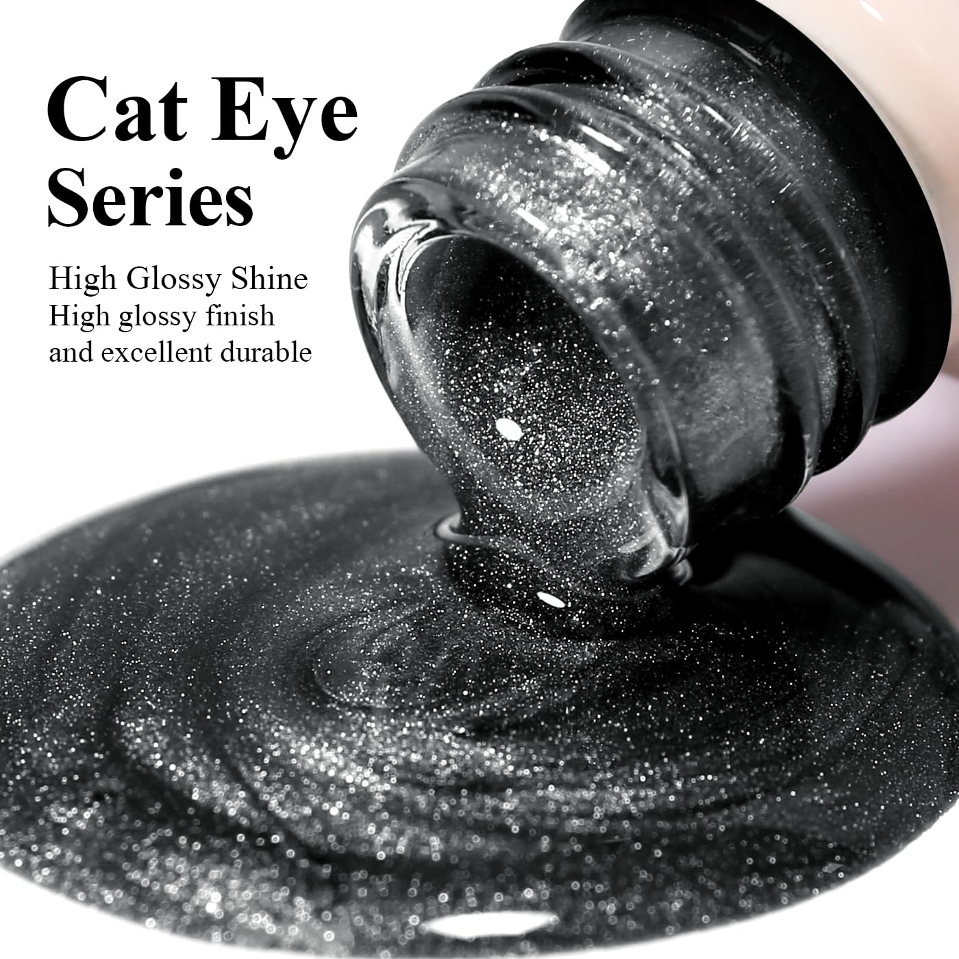 Imtiti Cat Eye Gel Nail Polish, Black Holographic Magnetic Crystal Nail Gel Polish With Magnet Glittery Galaxy Spring Summer Kit Soak Off UV Led 10ML