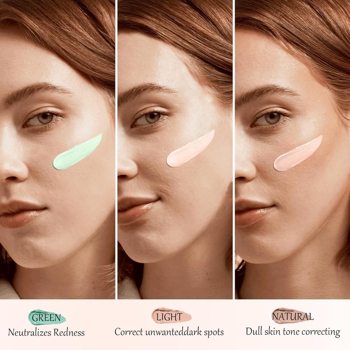 DAGEDA 3 Colors Color Corrector Stick, Cream Concealer Natural lightweight Coverage Cover Stick, Camouflage Redness, Correct Dark Spots and Brighten Correcting Concealer (Green, Natural, Light)