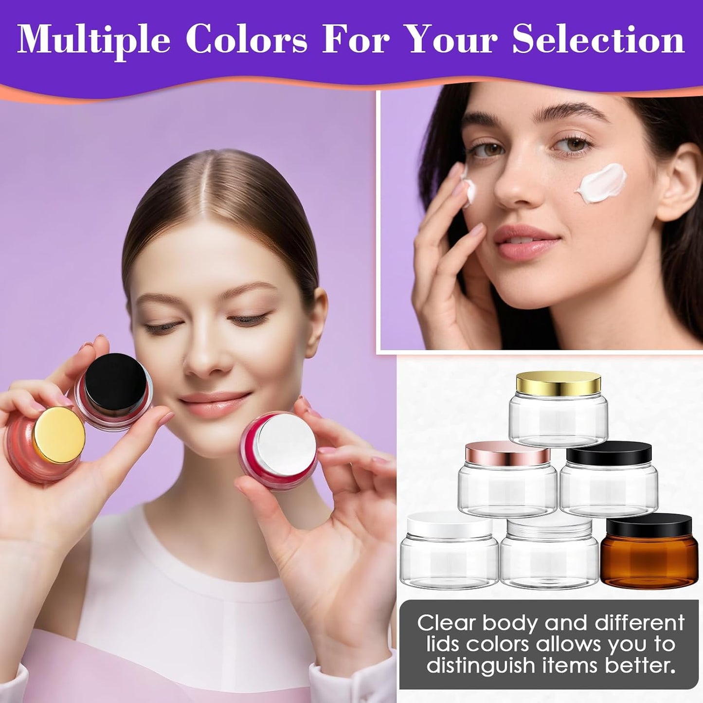 36 Pack 5 oz Plastic Cosmetic Containers With Lids Refillable Clear Empty Travle Jars Containers for Body Butter,Sugar Scrubs,Cream,Lotions,Candy, Waterproof Label&Spatulas - (Clear Lid)