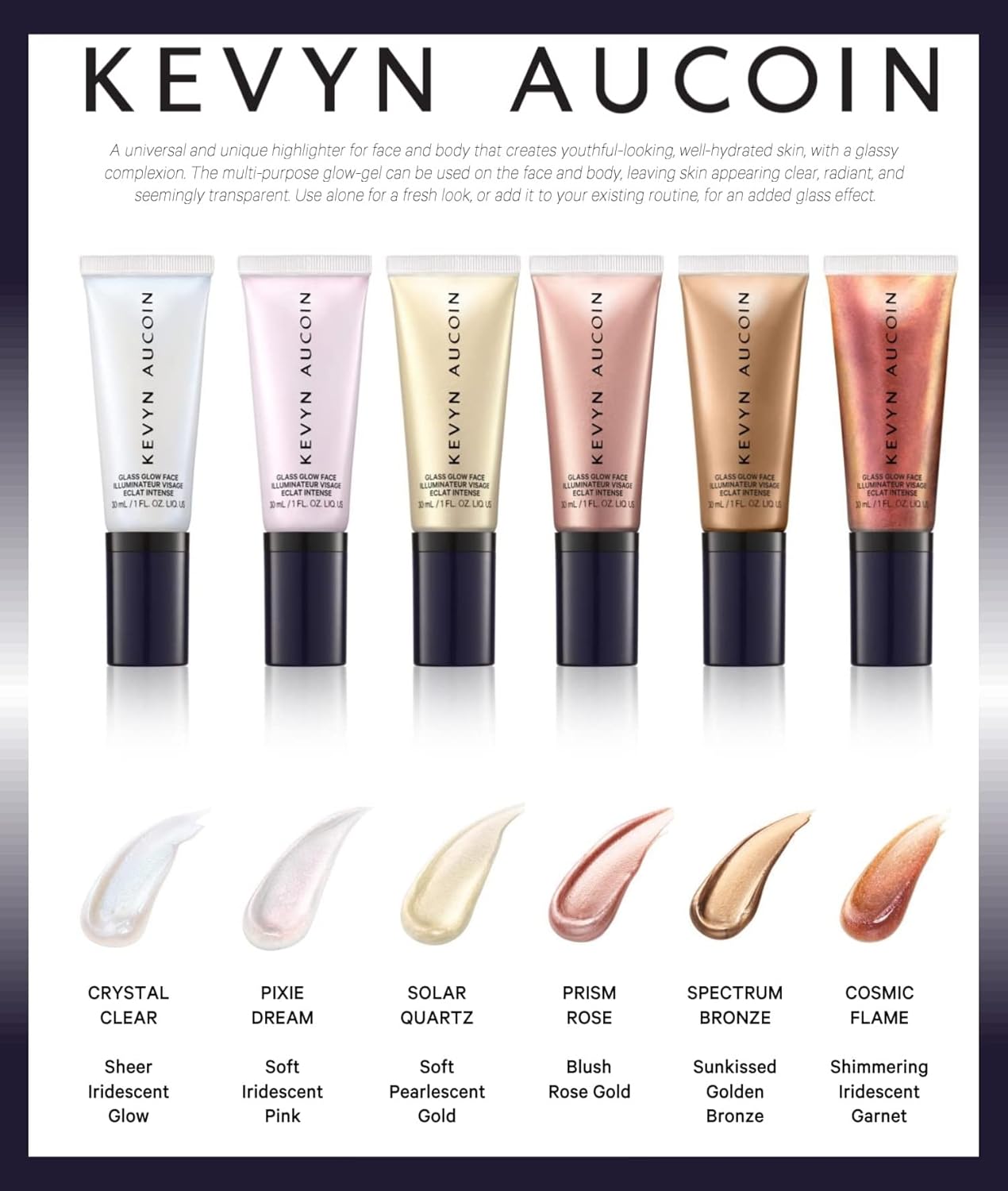 Kevyn Aucoin Glass Glow Face, Spectrum Bronze: Multi-purpose universal dewy highlighter for face and body. Creates glowing youthful-looking hydrated skin with a glassy complexion. Makeup artist go to