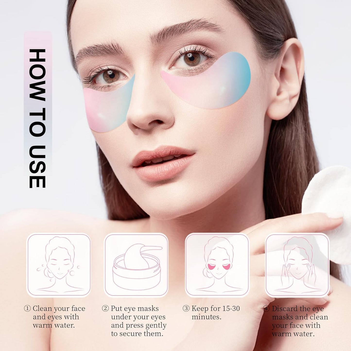 ROUSE Sakura Under Eye Patches-60 PCS- Anti-Wrinkle Eye Mask Hydrating Eye Gel Pads Dark Circles Puffy Eyes Under Eye Bags Fine Lines Eye Treatment Masks for Women & Men