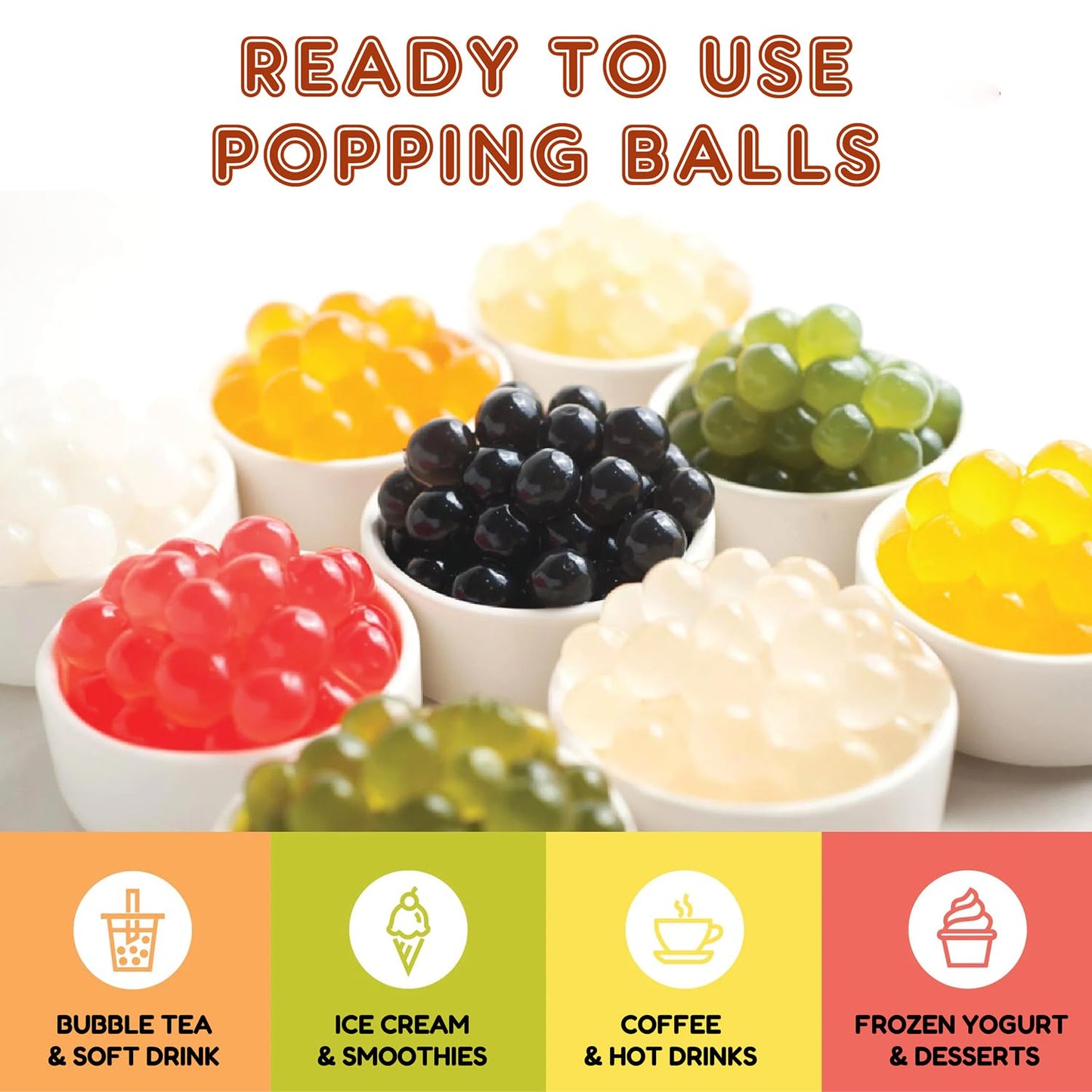 Fanale Popping Boba Pearls for Bubble Tea - 7 pound (Pack of 4) | Passion Fruit | Bursting Boba Pearls Bubble | Fruit Juice Flavor for Shakes, Dessert, Smoothie | FPB005-CS