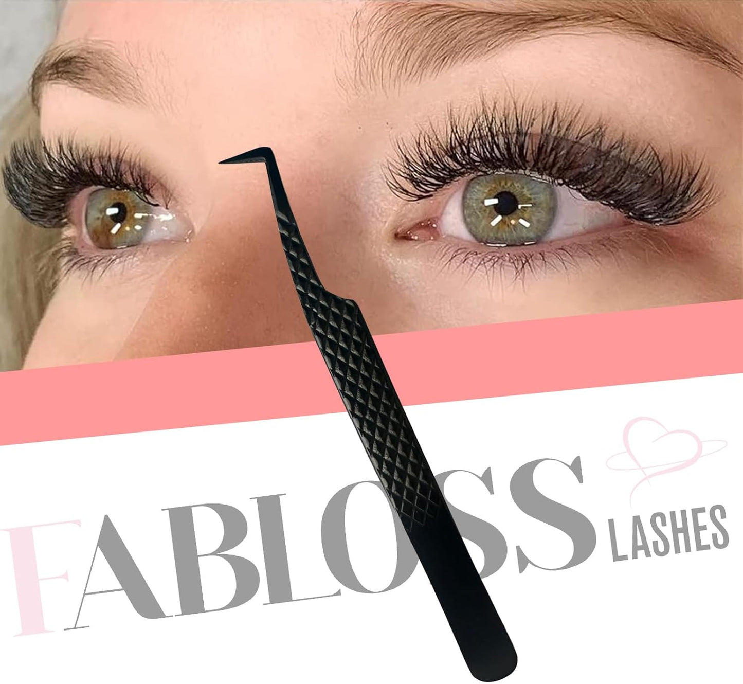 Lash Tweezers For Eyelash Extensions, Fiber Tip, Japanese Steel, Black, 90 Degree