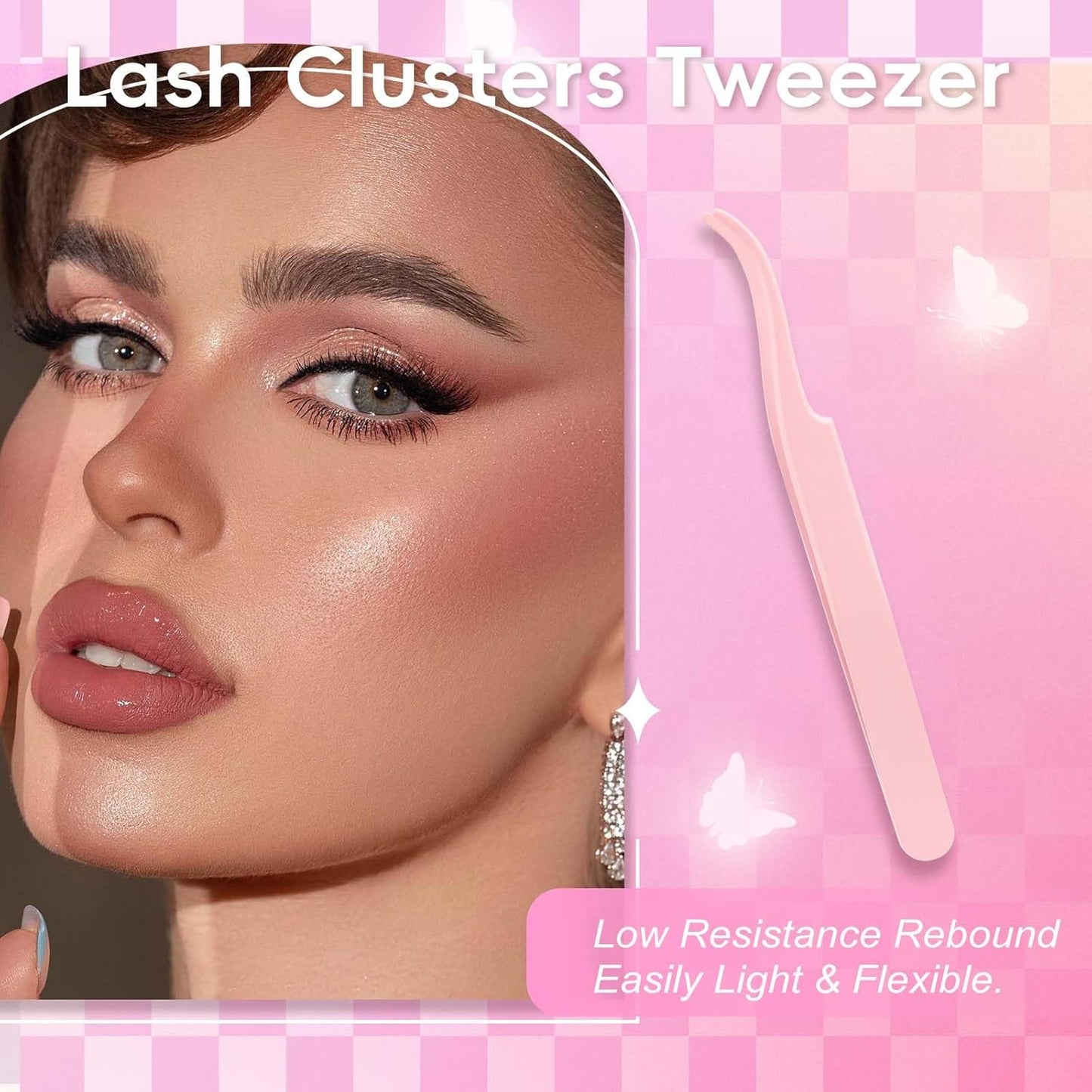 FADLASH Lash Extension DIY Kit Lash Clusters D Curl Cluster Lashes with Lash Bond and Seal Cluster Lashes Glue Remover Lash Tweezers for DIY Eyelash Extension at Home(Kit 50D-0.07D-12-18MIX), black