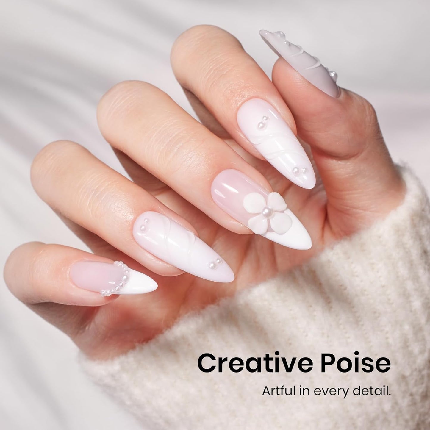 Beetles White Gel Nail Polish,15ml French UV Nail Polish Soak Off Nail Art Manicure Salon DIY Design Home Snowdrop Gift for Woman Colorful Bottle Gel