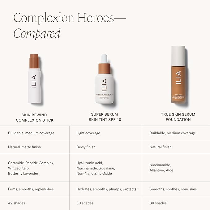 ILIA - Skin Rewind Complexion Stick - Foundation + Concealer + Skincare | Non-Toxic, Vegan, Cruelty-Free, Clean Makeup (9N - Tupelo, 0.35 oz | 10 g)