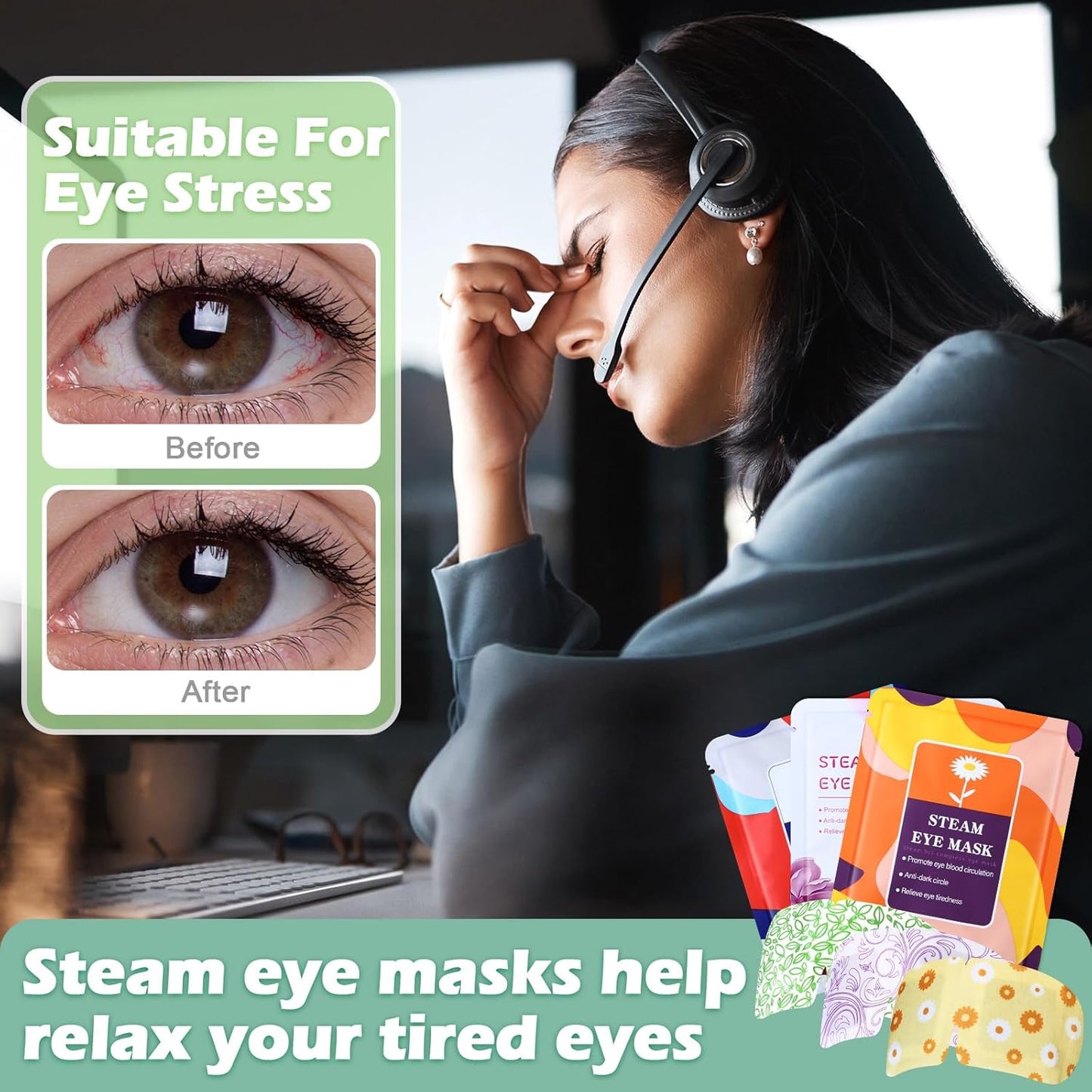 48 Packs Steam Eye Mask Disposable Self Heating Eye Mask for Dry Eyes Spa Warm Sleep Eye Mask for Home Office Travel Eyestrain Relieve (Unscented, Lavender, Chamomile)