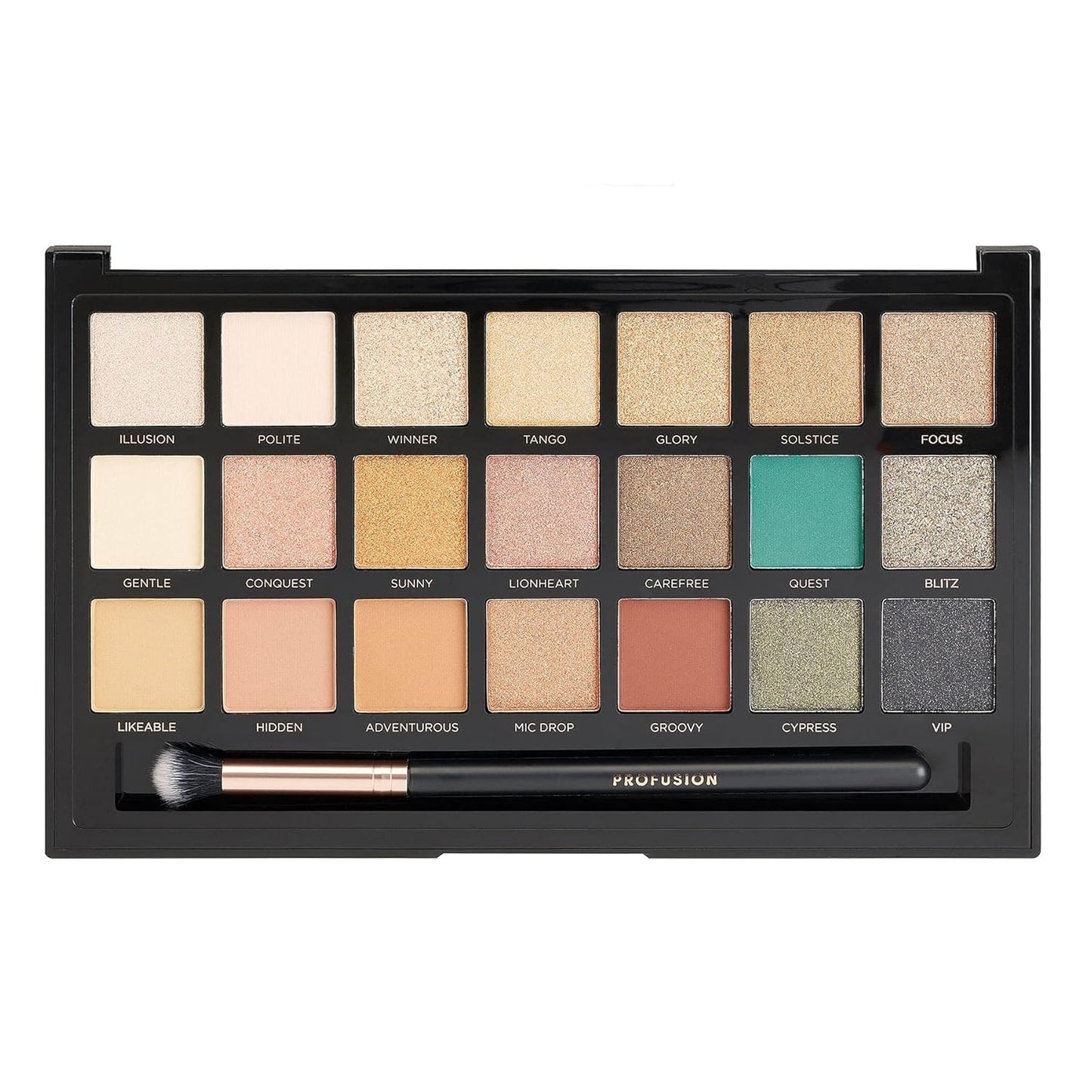 Profusion Cosmetics 21 Shade Eyeshadow Palette Collection & Brush, Chocolates