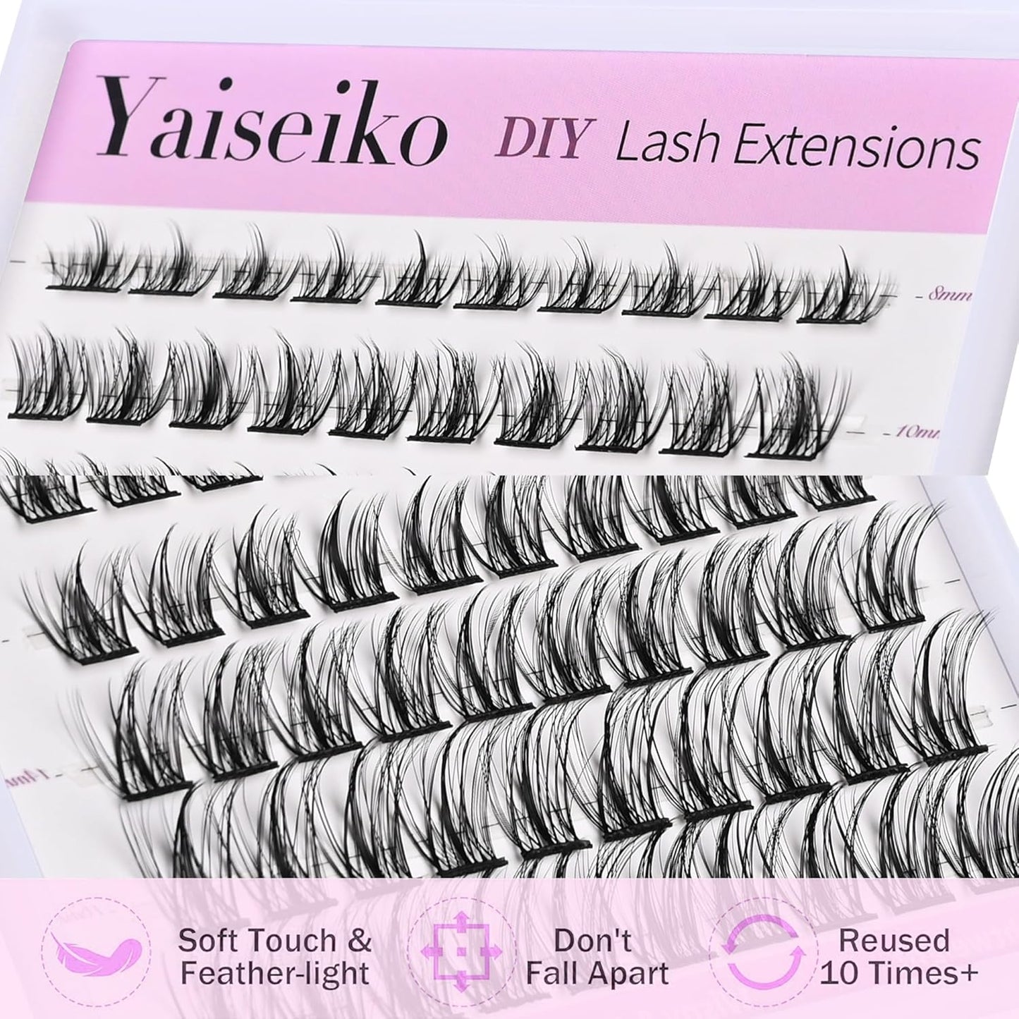 Manga Lash Clusters Eyelash Extensions Wispy Anime Eyelash Clusters Lash Extension 60pcs 8-16MM D Curl Volume Individual Lashes Clusters Natural spiky lash clusters DIY Eyelash Extension at Home