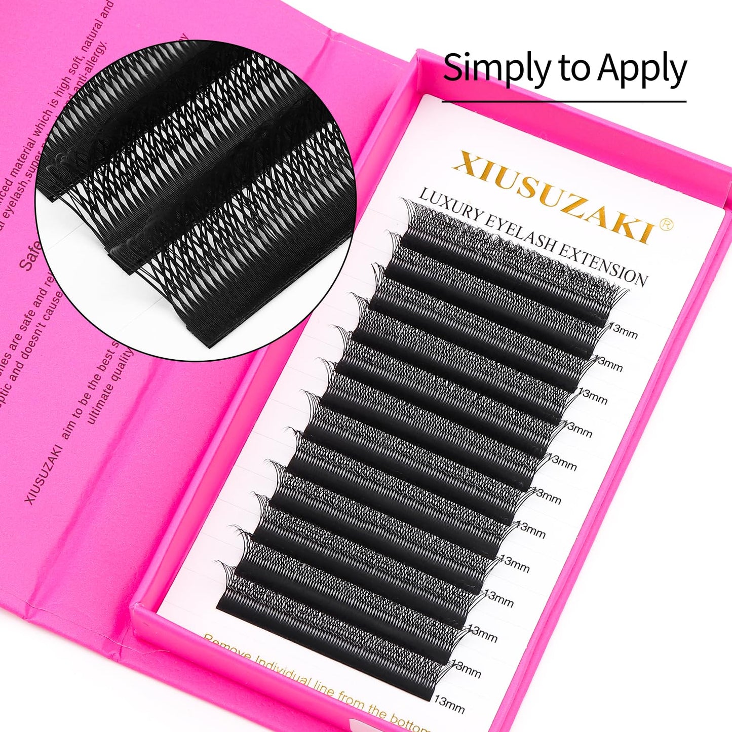Lash Extensions Double Tips 3D Eyelash Extensions W Shape 0.07mm Thickness C Curl 10mm Premade Fans Easy Fan Volume Matte Black Crisscross Eyelashes(W-3D-Double Tips-0.07-C,10mm)
