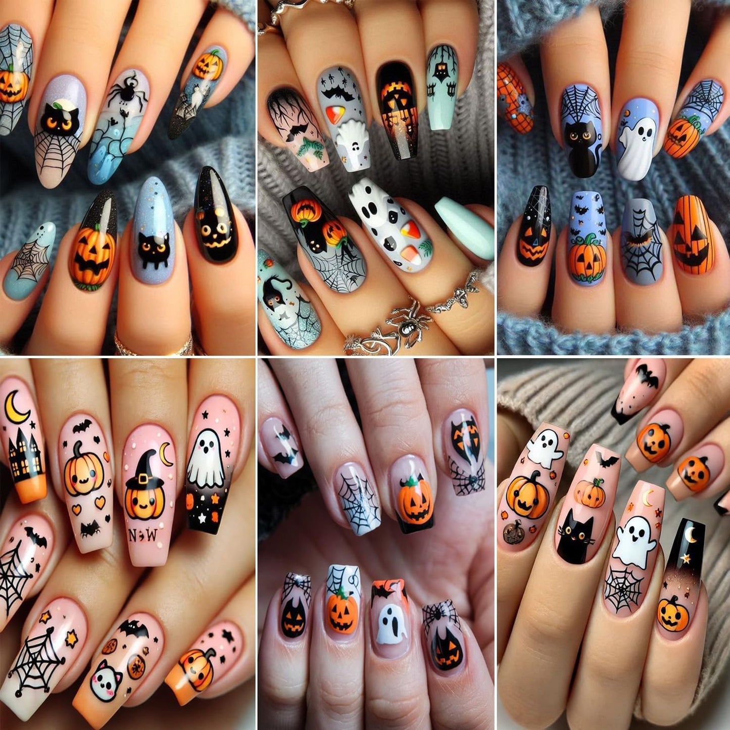 2Sheet Halloween Nail Art Stickers 5D Relief Cartoon Ghost Cat Dark Self-Adhesive Sticker Nail Decals Cute Ghost Pumpkin Pattern Nail Art Slider DIY for Women Girl Cute Halloween Nail Decoration