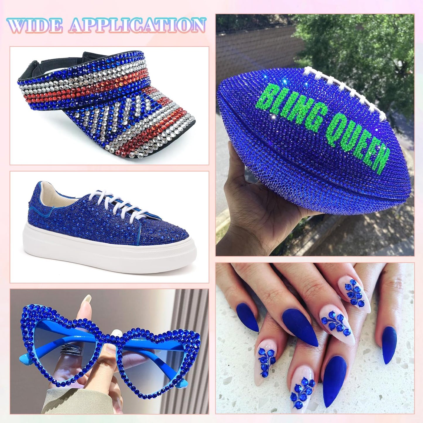 30000Pcs Resin Rhinestones for Bedazzling with 3Pcs B7000 Jewelry Glue, Royal Blue Flatback Gems Rhinestones for Crafting, Clothing Tumblers Mugs Shoes Fabric Decor Nail Art