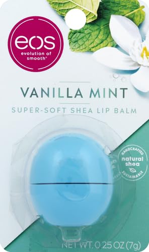 eos 100% Natural Lip Balm- Vanilla Mint, All-Day Moisture, Made for Sensitive Skin, Lip Care Products, 0.25 oz (Pack of 2)