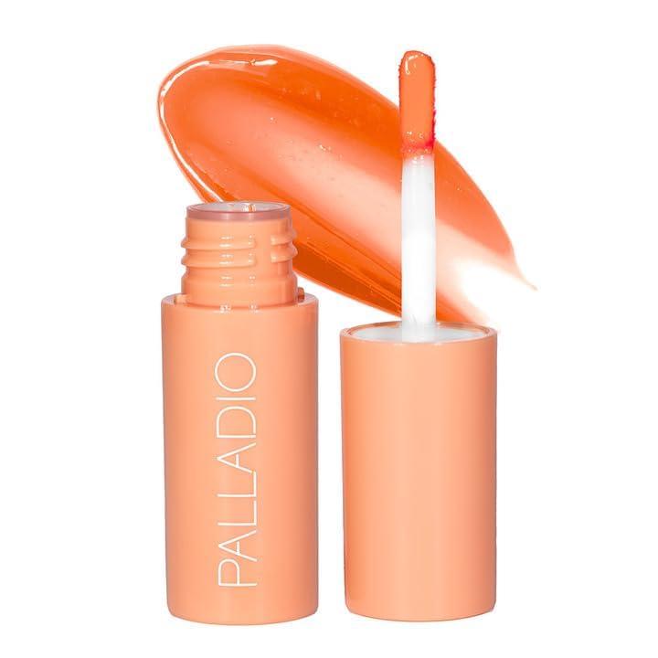 Palladio Jelly Tint, Liquid Stain for Cheeks & Lips, Vivid Color Lip Stain, Lightweight Non-Sticky and Transfer-proof, Natural Finish Makeup, Mango Tango
