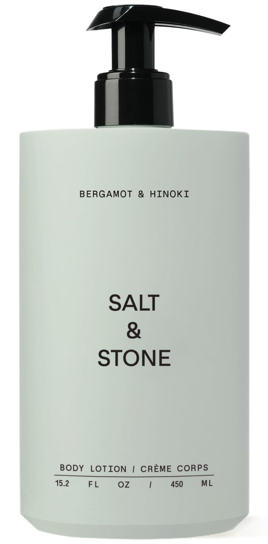 Salt & Stone Body Lotion for Women & Men| Scented Daily Body Lotion | Hydrates, Nourishes & Softens Skin | Restores Dry Skin | Fast-Absorbing | Cruelty-Free & Vegan (450 ml) (Bergamot & Hinoki)