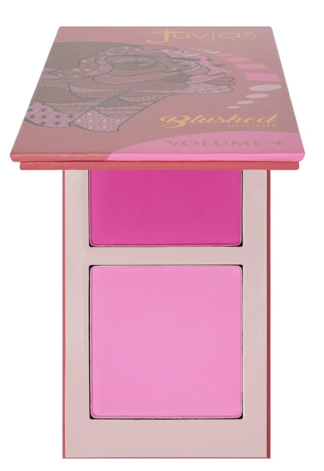 Juvia's Place Blushed Duo Blush Volume4 - Two Tone Pigmented Buildable Pressed Mineral Powder - Rosy Natural Cheeks Matte Fresh Finish for All Skin Color