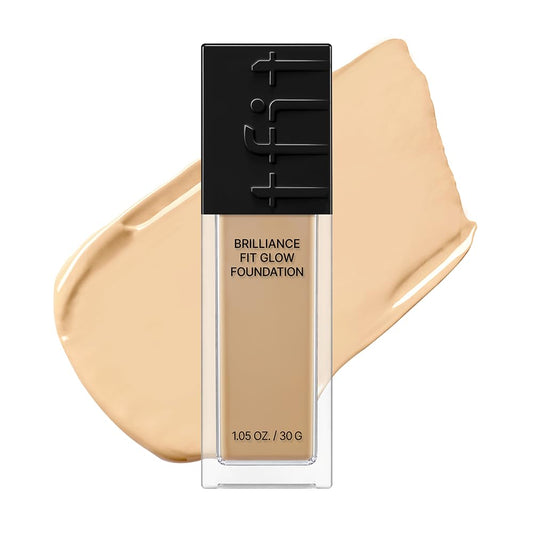 Brilliance Fit Glow Foundation - Full Coverage for Dry & Normal Skin, Radiant Finish, Long-lasting & Lightweight, Korean Makeup, 1.02 Fl Oz (W02 Almond Butter, 1.02 Fl Oz)