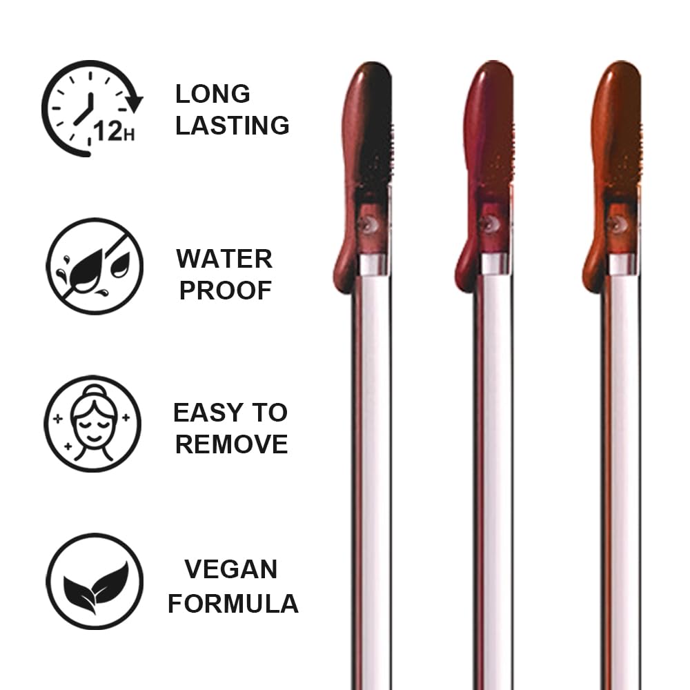 3 Colors Peel Off Lip Liner Stain with Tweezer, Long Lasting Waterproof Lip Tint Stains Makeup Set with Matte Finish for Women, Natural Look, Easy to Use, for All Skin Types (#367, M)