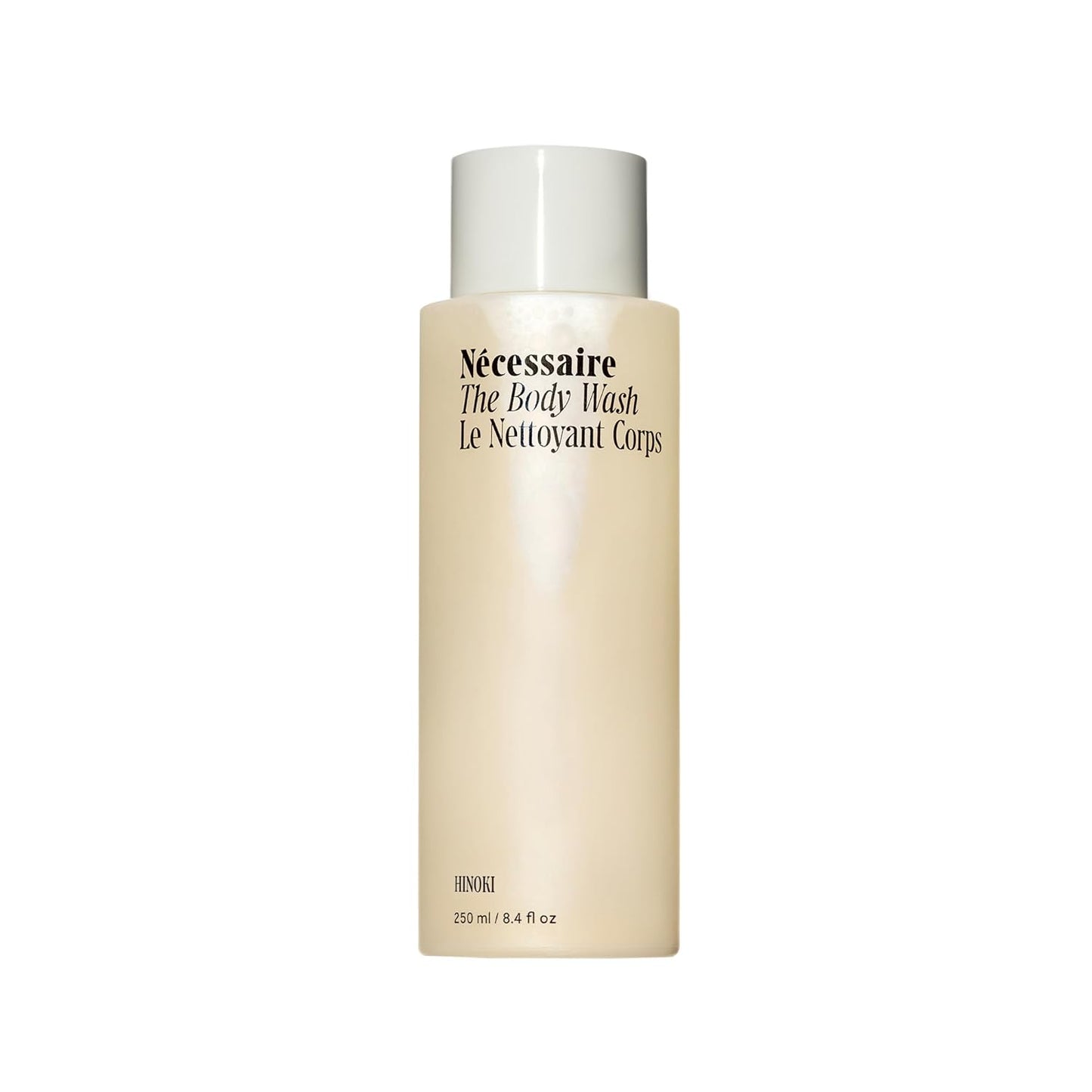 Nécessaire The Body Wash Hinoki - Natural Body Wash for Women & Men, Softening Shower Gel with Gentle Exfoliating Acids AHA/BHA/PHA. Gel Cleanse, 8.4 fl oz.