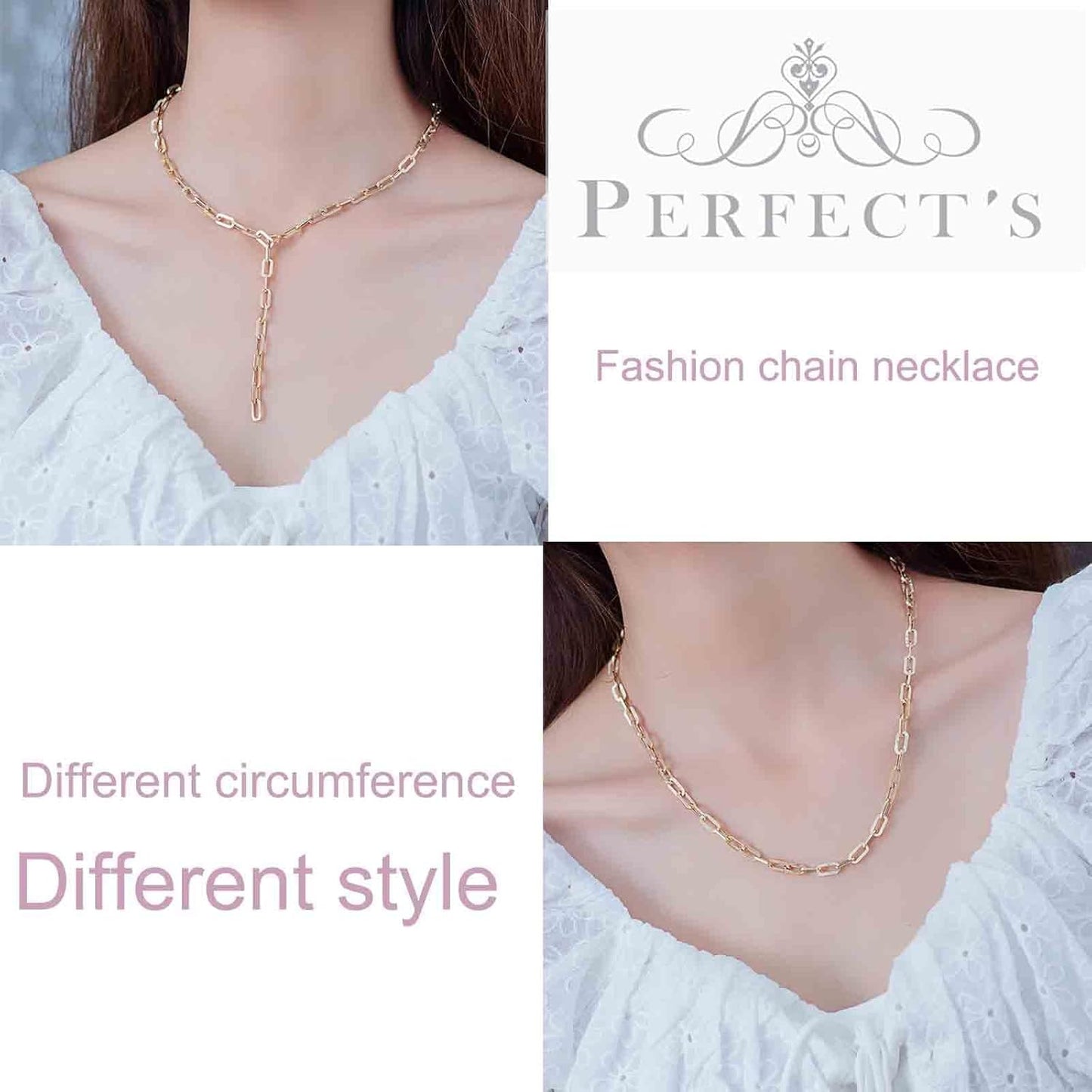 Boho Link Chain Y Necklace Gold Chain Lariat Necklace Chunky Chain Drop Necklace Paperclip Statement Necklace Jewelry for Women