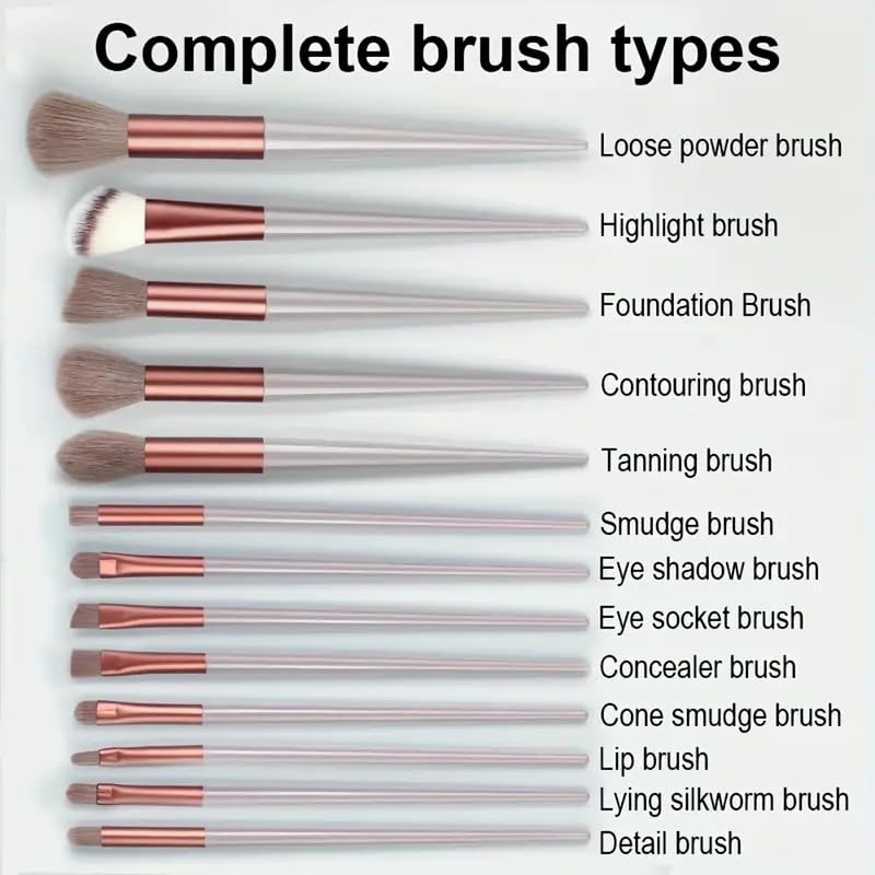 Foundation Makeup Brush Set Kit | 13 Pcs Premium Synthetic Kabuki Eye Shadows Make Up Brushes + 1 Sponge + 1 Brush Bag for Travel and Home Use (PINK)