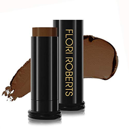 Base Strokes Crème Foundation Stick by Flori Roberts, Full Coverage for Women of Color or Deeper Skin Tones, Long Lasting Makeup, Natural Finish, Complexion Concealer & Corrector
