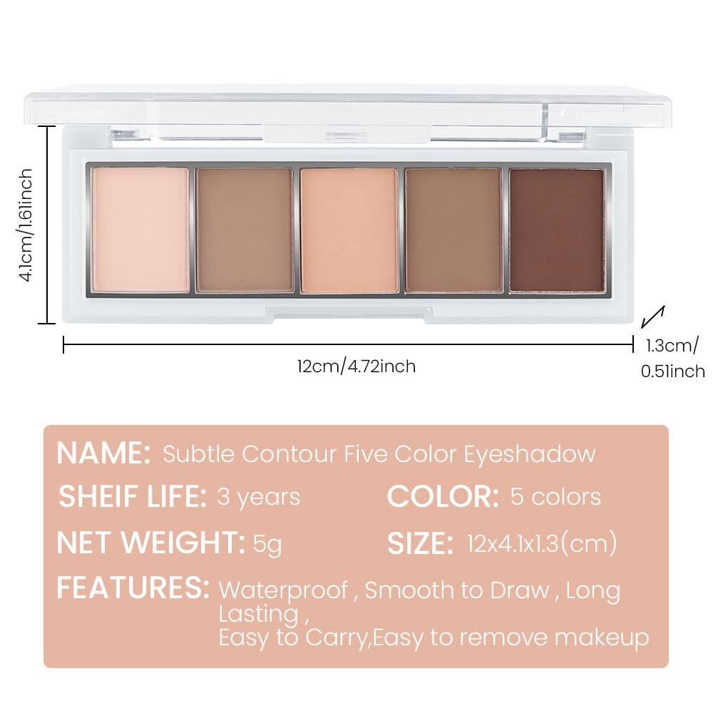 AMY'S DIARY Neutral Nude Brown Eyeshadow Palette Makeup, 5 Colors Cool-Toned Velvety Matte Finish, Nude Taupe Eye Shadows, for Brown Eyes Long Lasting Naturing-Looking (#01)