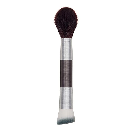 Mirabella Perfecting & Sculpting Duo Foundation Brush, Professional Makeup Brush Collection, Cruelty-Free Synthetic Bristle Brush, Hand-Sculpted Brushed Aluminum Handle Blending Brush for Makeup
