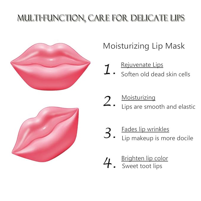 20Pcs Moisturizing/Plumping Lip Mask, Restores Moisture Mask for Dry Lips and Lines Overnight Care, Gel Treatment Masks  (Pink)