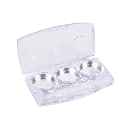 10 Pcs Clear Empty Eyeshadow Palette Plastic Eyeshadow Storage Box Case with 3 Grids Palettes Lipstick Box Pigment Palette Tray Plastic Cosmetics Container Box DIY Makeup Powder Sample Box