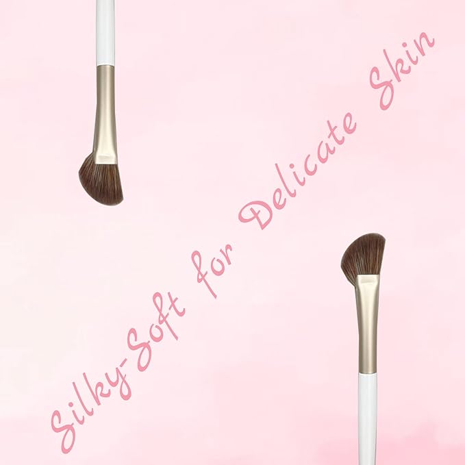 Eyeshadow Makeup Brushes Set with Case 7 PCS Soft Synthetic Hairs Eye Makeup Brushes for Blending Eyebrow Eyeliner Eyeshadow （White）